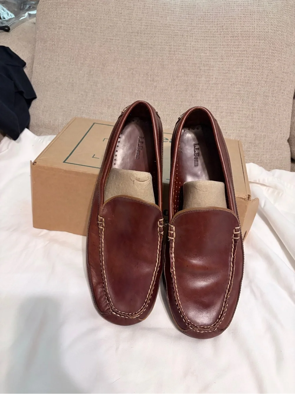 L.L. Bean Men’s Chestnut Brown Leather Slip-On Loafers
